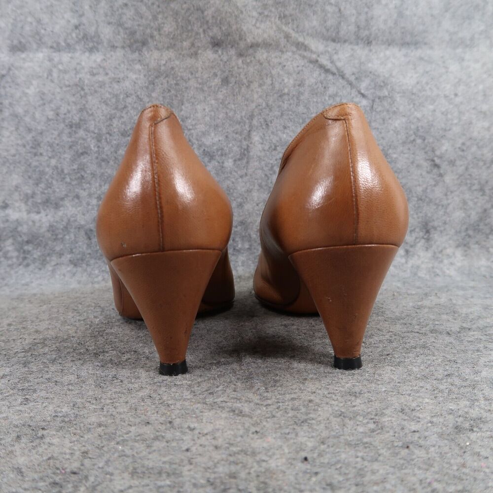 Vintage Shoes Womens 36.5 G Zuin Pumps Leather Heels Made In Italy Classic Brown - Picture 7 of 15